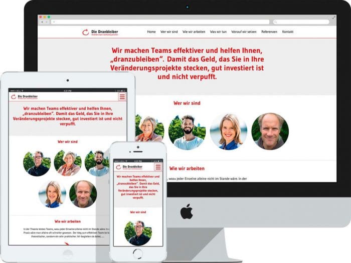 grafik- & webdesign köln: arbeitsbeispiel die-dranbleiber.de