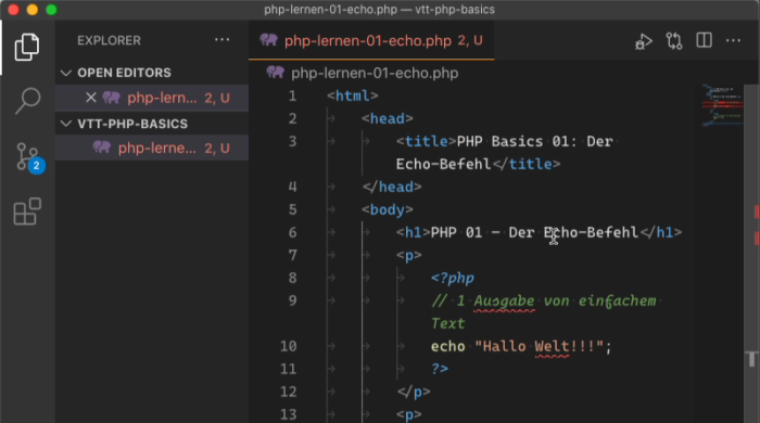 PHP-Grundlagen #1: Echo