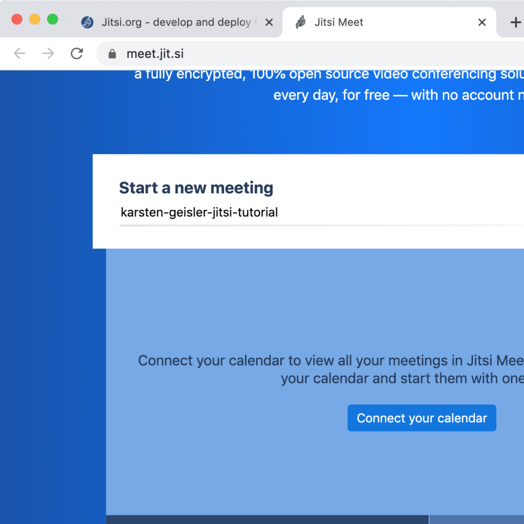Jitsi: Meeting erstellen, sich anmelden